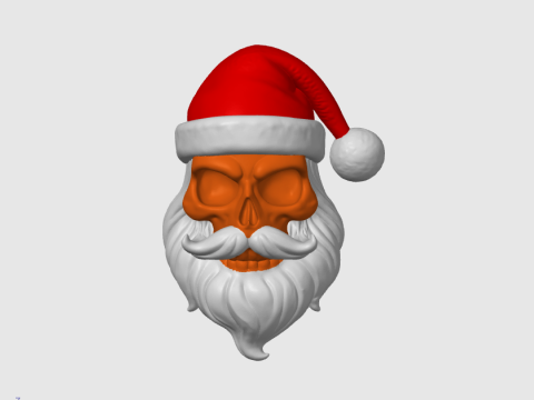 Patung Natal Santa Tengkorak 3D Cetak File Berwarna STL 3MF Model Cetak 3D