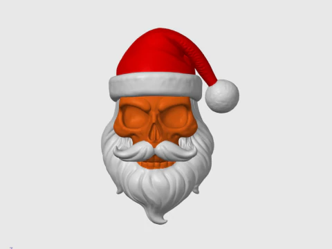 Santa Cr&acirc;nio Natal Busto 3D Impress&atilde;o STL 3MF Arquivo Colorido Modelo de Impressão 3D