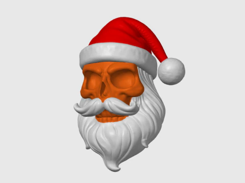 Santa Skull Christmas Bust 3D Print STL 3MF Colored File 3D Print Model