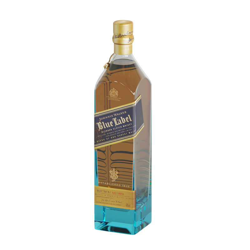 Johnnie Walker Blue Label bottle 3D Model .c4d .max .obj .3ds .fbx .stl .blend