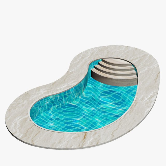 Avika Curved Pool Ver 1 3D Model .c4d .max .obj .3ds .fbx .stl .blend 