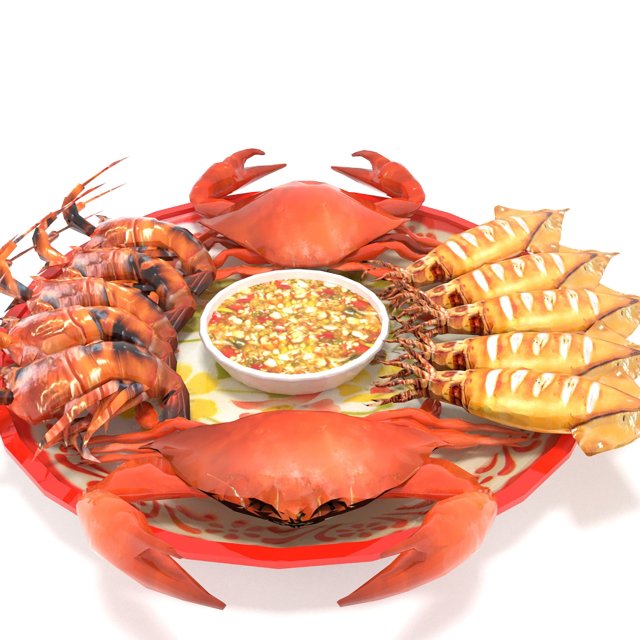Avika Seafood Mixed Dish 3D Модель .c4d .max .obj .3ds .fbx .stl .blend 