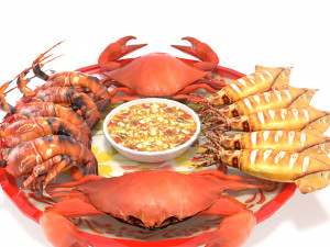 Avika Seafood Mixed Dish 3D Model