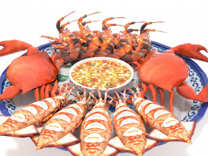 Avika Seafood Mixed Dish 3D Модель
