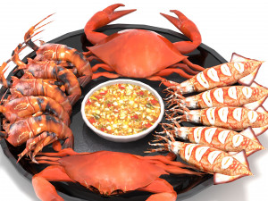 Avika Seafood Mixed Dish 3D Модель