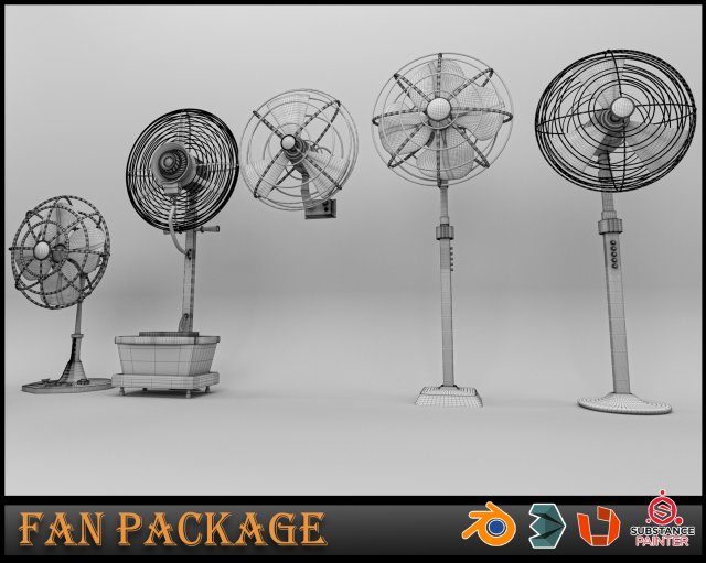 FAN PACKAGE 3D Model .c4d .max .obj .3ds .fbx .stl .blend 