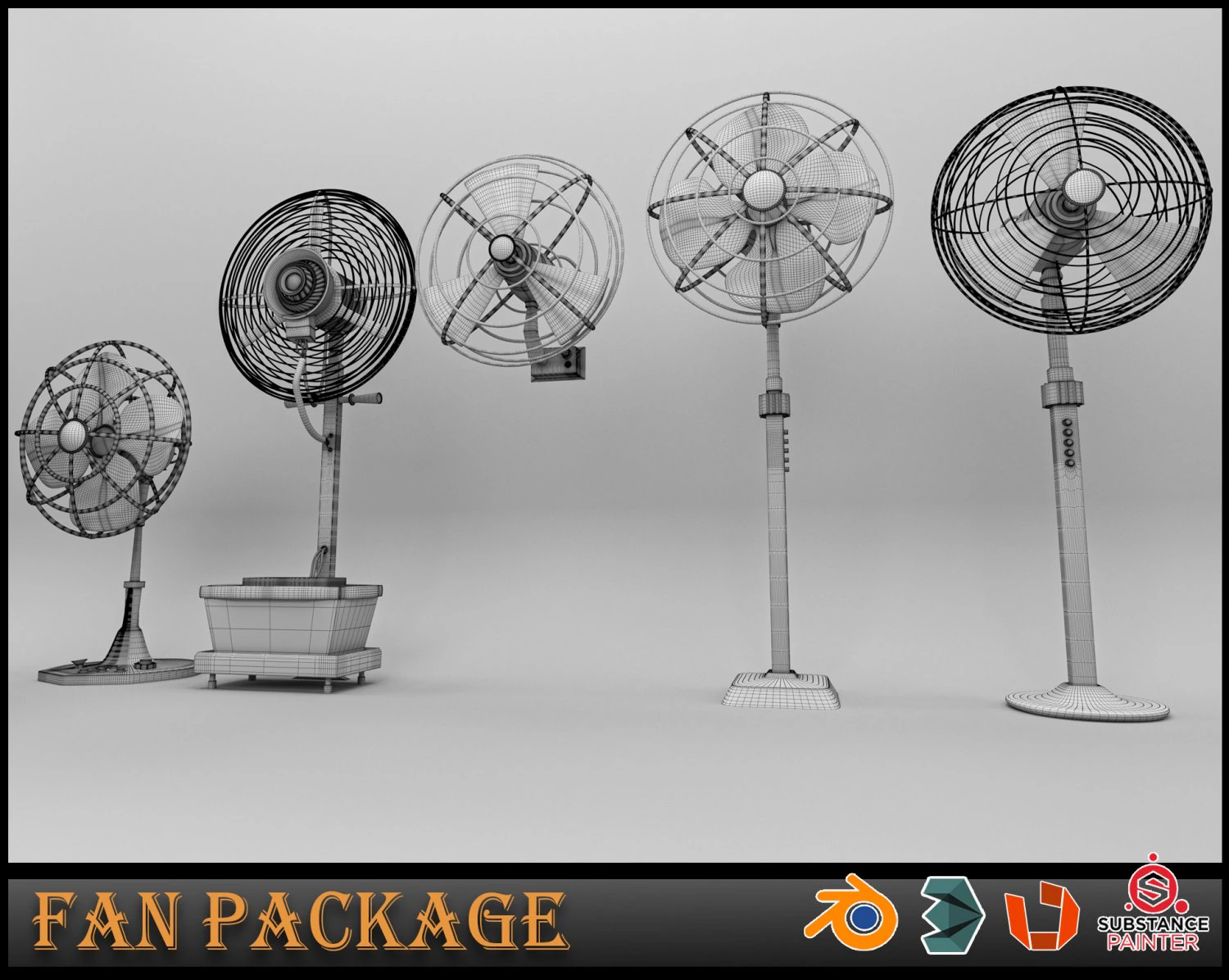 PACCHETTO VENTILATORE Modello 3D .c4d .max .obj .3ds .fbx .stl .blend 