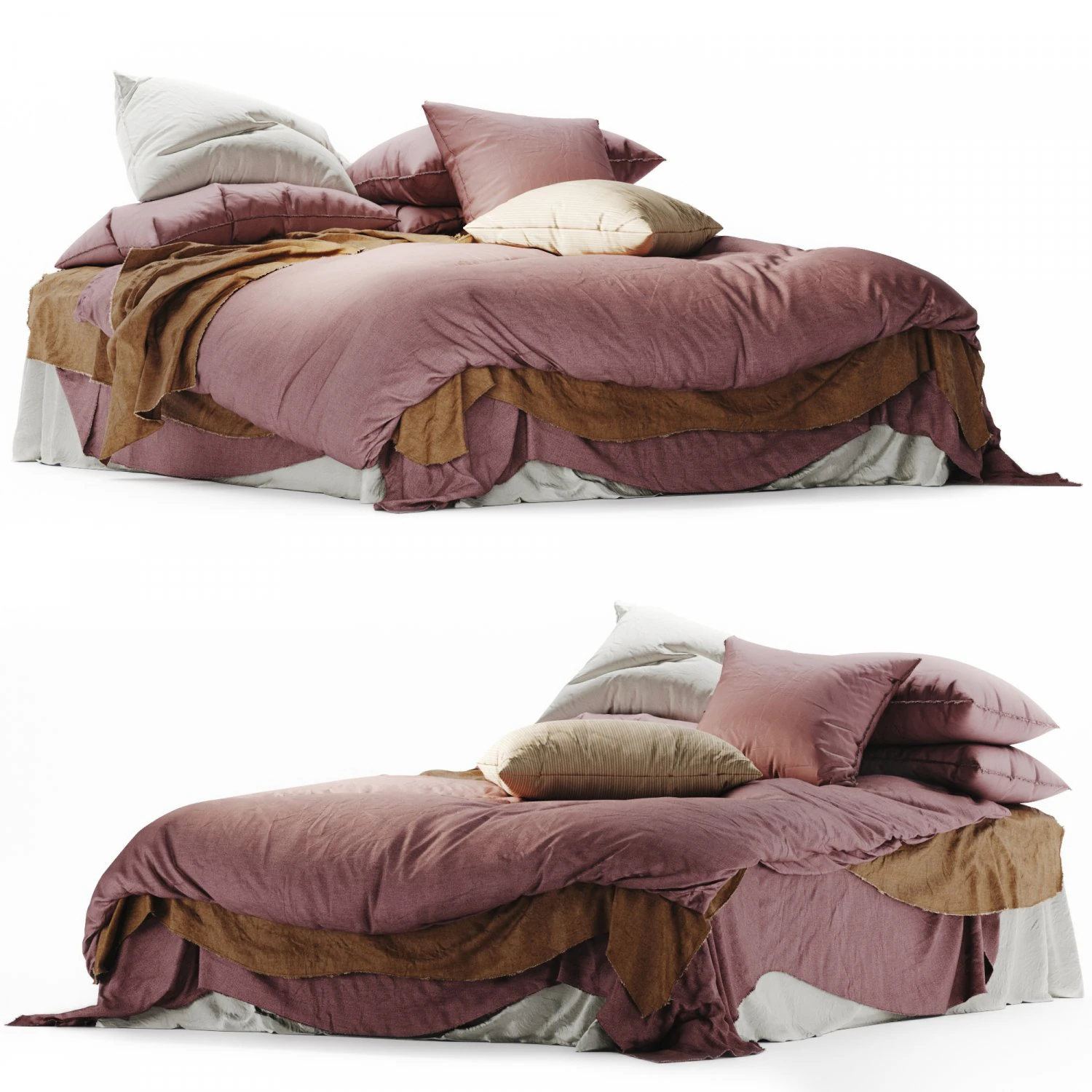 Flocca Linen Bedding 3D Model .c4d .max .obj .3ds .fbx .stl .blend 