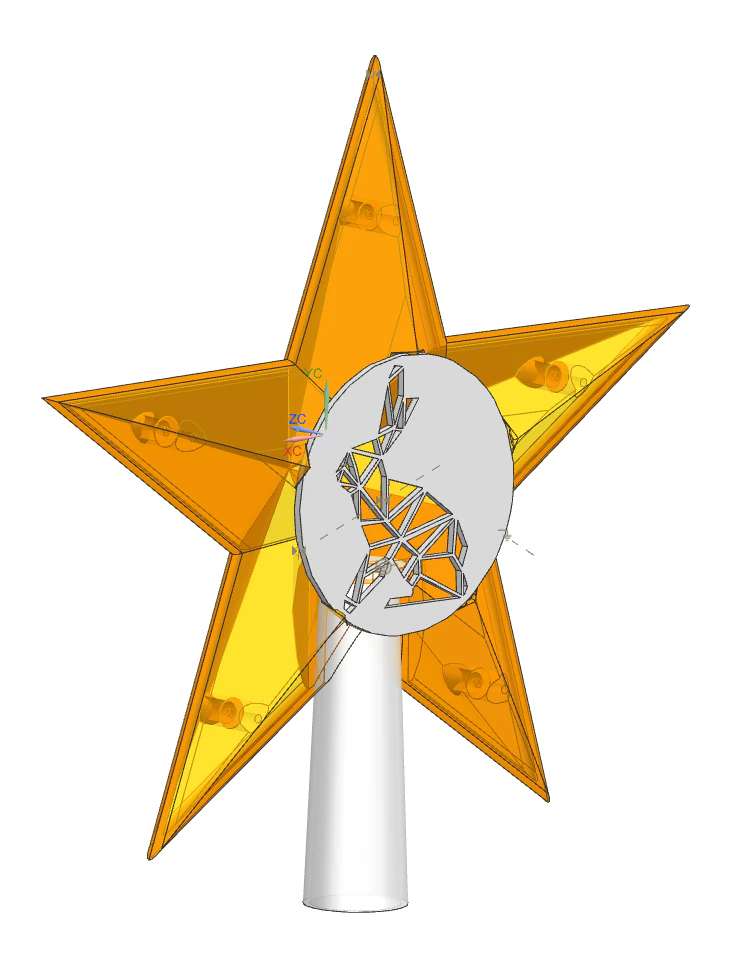 Modular star for the Christmas tree with symbol of the year 2023removable 3D Print Model .c4d .max .obj .3ds .fbx .stl .blend 