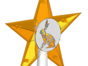 Modular star for the Christmas tree with symbol of the year 2023removable 3D Print Model