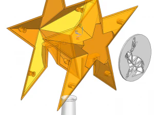 Modular star for the Christmas tree with symbol of the year 2023removable 3D Print Model