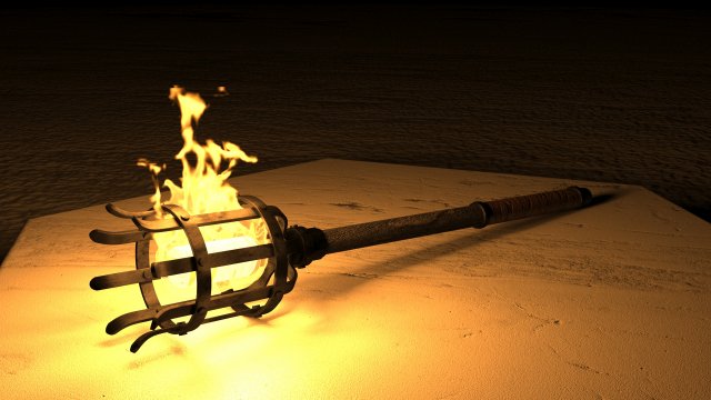 Middle ages torch with iron carcass Modelo 3D .c4d .max .obj .3ds .fbx .stl .blend 