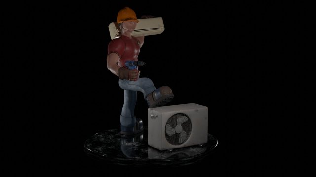 Air conditioner installer 3D 模型 .c4d .max .obj .3ds .fbx .stl .blend