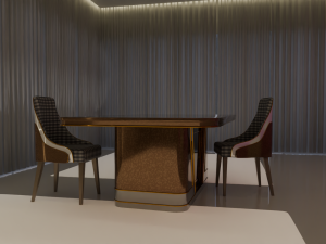 Golden Luxe Dining Table Elegance Modello 3D