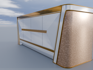 Golden Executive Desk Elegance 3D Model