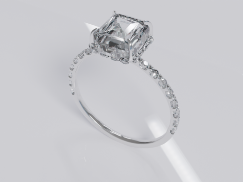 Platinum Ring with Square Dimond Modelo 3D