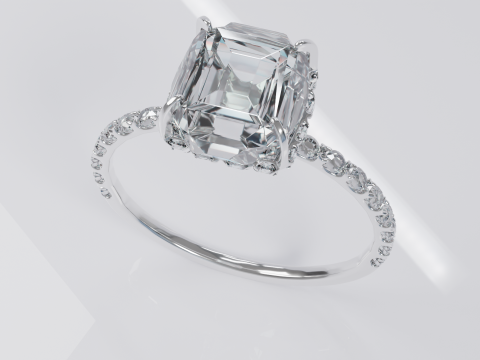 Platinum Ring with Square Dimond 3D मॉडल