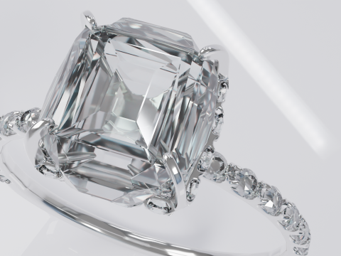 Platinum Ring with Square Dimond 3D मॉडल
