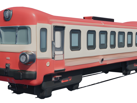 Stilize Retro Tren Motoru Lowpoly PBR Varlığı 3D Model