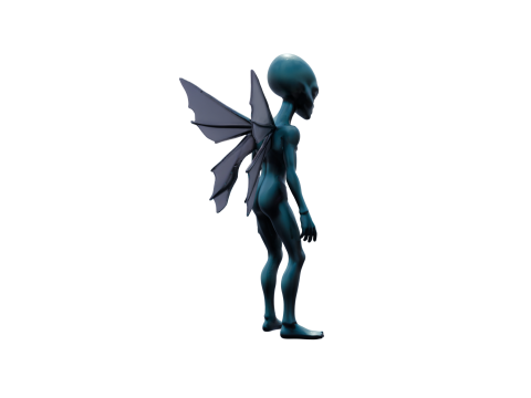 Nytheris Kanatlı Uzaylı Karakteri Donanımlı 3D Model