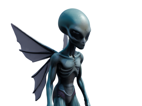 Nytheris Kanatlı Uzaylı Karakteri Donanımlı 3D Model