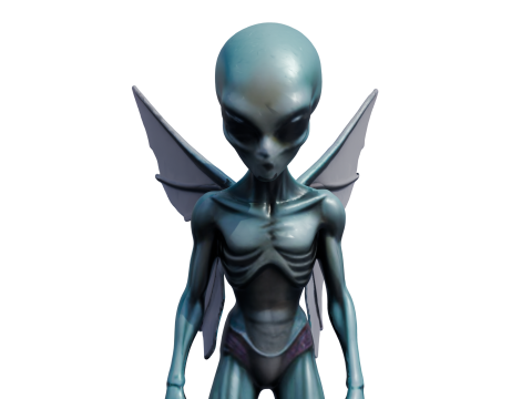 Nytheris Kanatlı Uzaylı Karakteri Donanımlı 3D Model