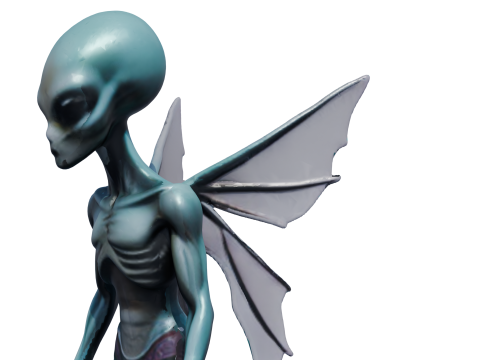 Nytheris Kanatlı Uzaylı Karakteri Donanımlı 3D Model