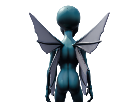 Nytheris Kanatlı Uzaylı Karakteri Donanımlı 3D Model