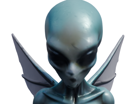Nytheris Kanatlı Uzaylı Karakteri Donanımlı 3D Model
