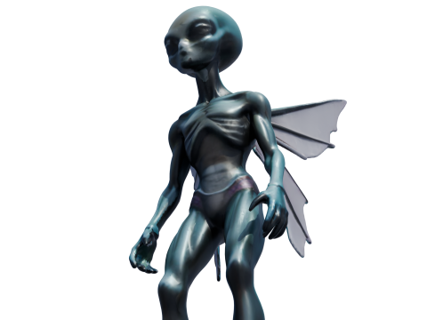 Nytheris Kanatlı Uzaylı Karakteri Donanımlı 3D Model