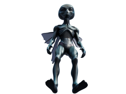 Nytheris Kanatlı Uzaylı Karakteri Donanımlı 3D Model