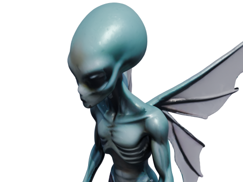 Nytheris Kanatlı Uzaylı Karakteri Donanımlı 3D Model