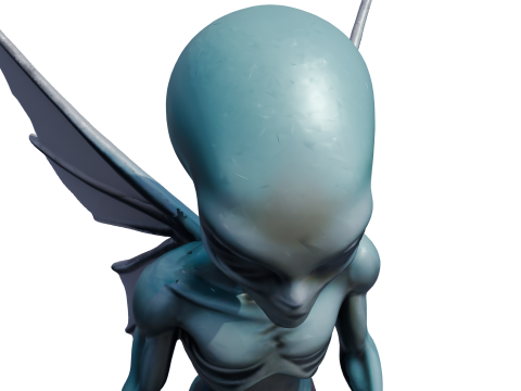 Nytheris Kanatlı Uzaylı Karakteri Donanımlı 3D Model