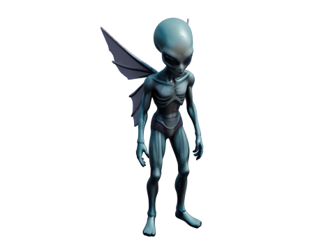 Nytheris Kanatlı Uzaylı Karakteri Donanımlı 3D Model