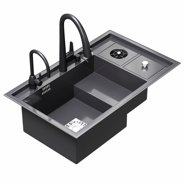Sink Stainless Steel Cup Washer Sink Kitchen 3D Model .c4d .max .obj .3ds .fbx .stl .blend 