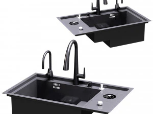 Sink Stainless Steel Cup Washer Sink Kitchen 3D Model