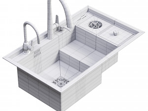 Sink Stainless Steel Cup Washer Sink Kitchen 3D Model