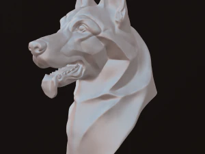 Stylized German Shepherd Dog Head 3D Model
