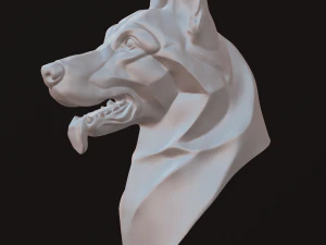 Stylized German Shepherd Dog Head 3D Model