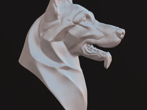 Stylized German Shepherd Dog Head 3D Model