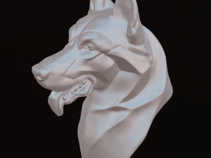 Stylized German Shepherd Dog Head 3D Model