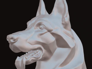 Stylized German Shepherd Dog Head 3D Model