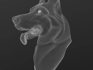 Stylized German Shepherd Dog Head 3D Model