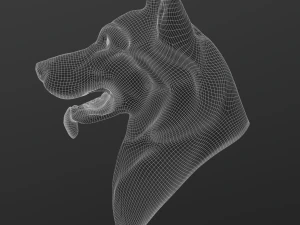 Stylized German Shepherd Dog Head 3D Model