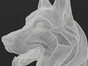 Stylized German Shepherd Dog Head 3D Model