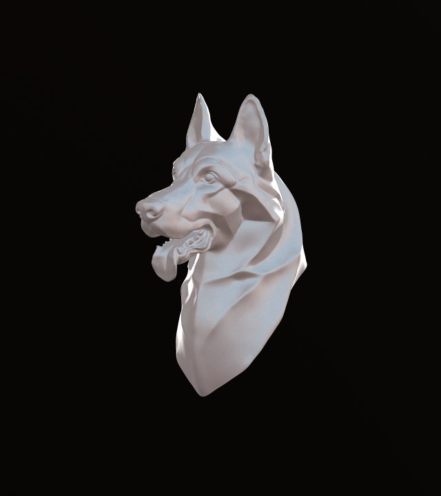 Stylized German Shepherd Dog Head 3D मॉडल .c4d .max .obj .3ds .fbx .stl .blend 