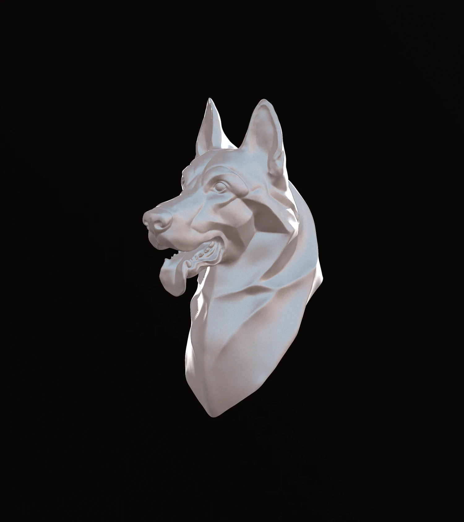 Stylized German Shepherd Dog Head 3D Model .c4d .max .obj .3ds .fbx .stl .blend 
