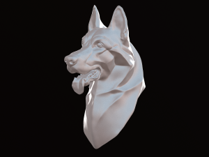 Stylized German Shepherd Dog Head 3D Model