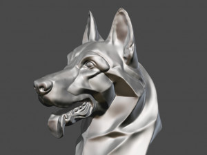 Stylized German Shepherd Dog Head for 3D Print 3D print model 3Dプリントモデル