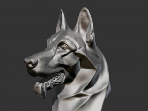 T&ecirc;te de chien de berger allemand stylis&eacute;e pour impression 3D Mod&egrave;le d'impression 3D Modèles 3D en vedette